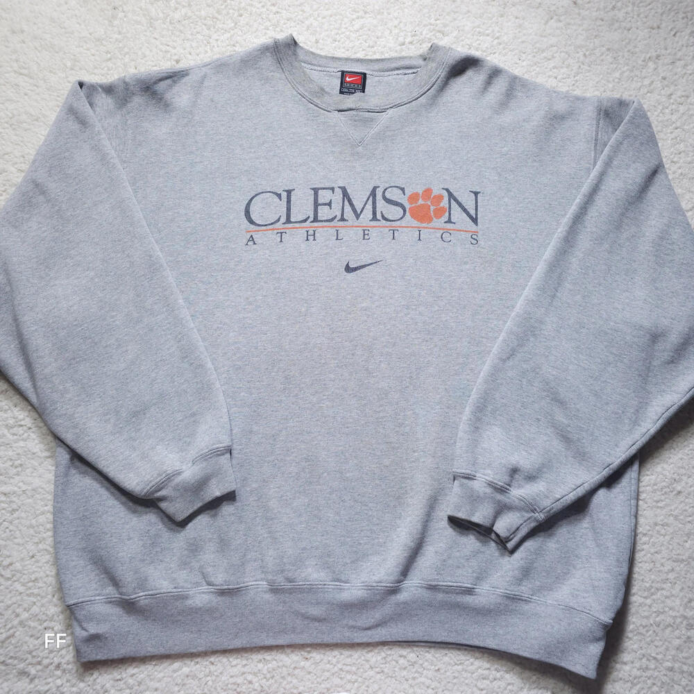 Nike Team Crewneck Sweatshirt XXL Gray Clemson Athletics Pullover Printed Logo